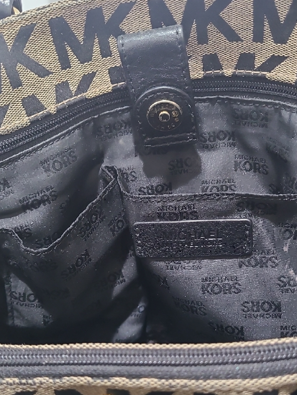 Michael Kors Brown and Black MK Signature Tote - Picture 3 of 10